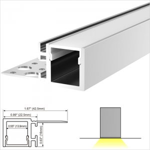 A084 Series 43*16mm LED Strip Channel - Aluminium LED profile with single flange for drywall